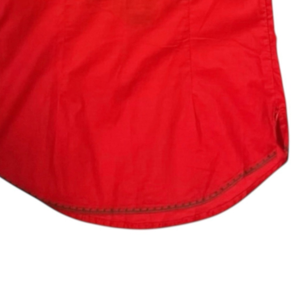Red Embroidered Cotton Shirt Women's Size 4 Boho Sleeveless Flowers - Picture 7 of 7